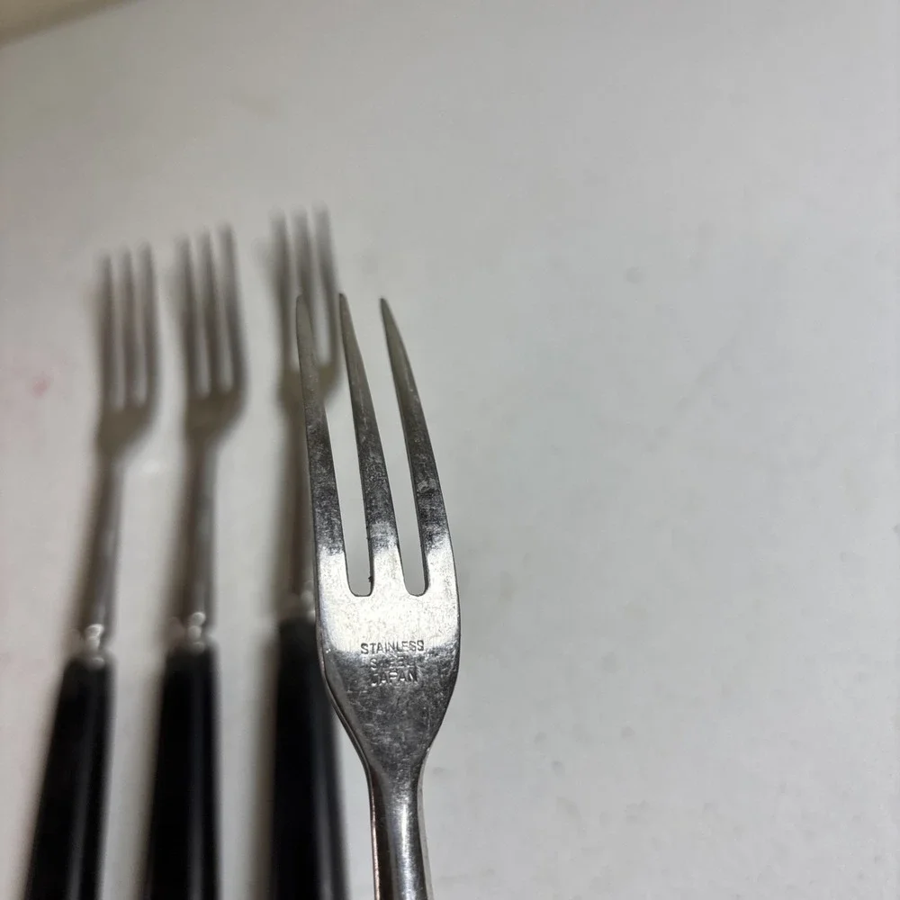 Vintage Nevco‎ Fondue Cocktail Forks Bakelite Handles Stainless 9.25